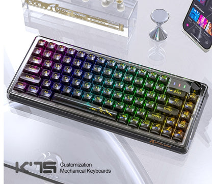 Unleash Your Gaming Experience with the Attack Shark K75RGB Wireless Mechanical Bluetooth Keyboard - Stunning Transparent Design and Ultimate Customization!