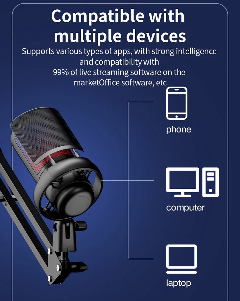 Elevate Your Streaming Experience with the ME6S RGB USB Condenser Microphone – Perfect for Gaming and Podcasting!