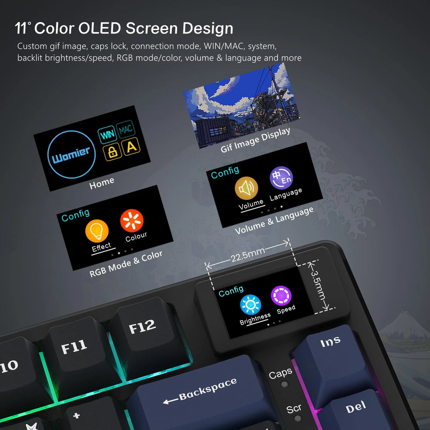 Elevate Your Gaming Experience with the S-K80 75% Mechanical Keyboard Featuring a Color OLED Display and Hot-Swap Functionality