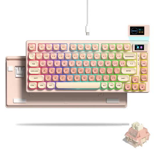 Elevate Your Gaming Experience with the S-K80 75% Mechanical Keyboard Featuring a Color OLED Display and Hot-Swap Functionality