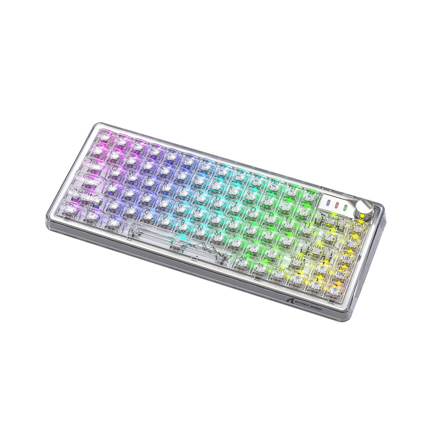 Unleash Your Gaming Experience with the Attack Shark K75RGB Wireless Mechanical Bluetooth Keyboard - Stunning Transparent Design and Ultimate Customization!