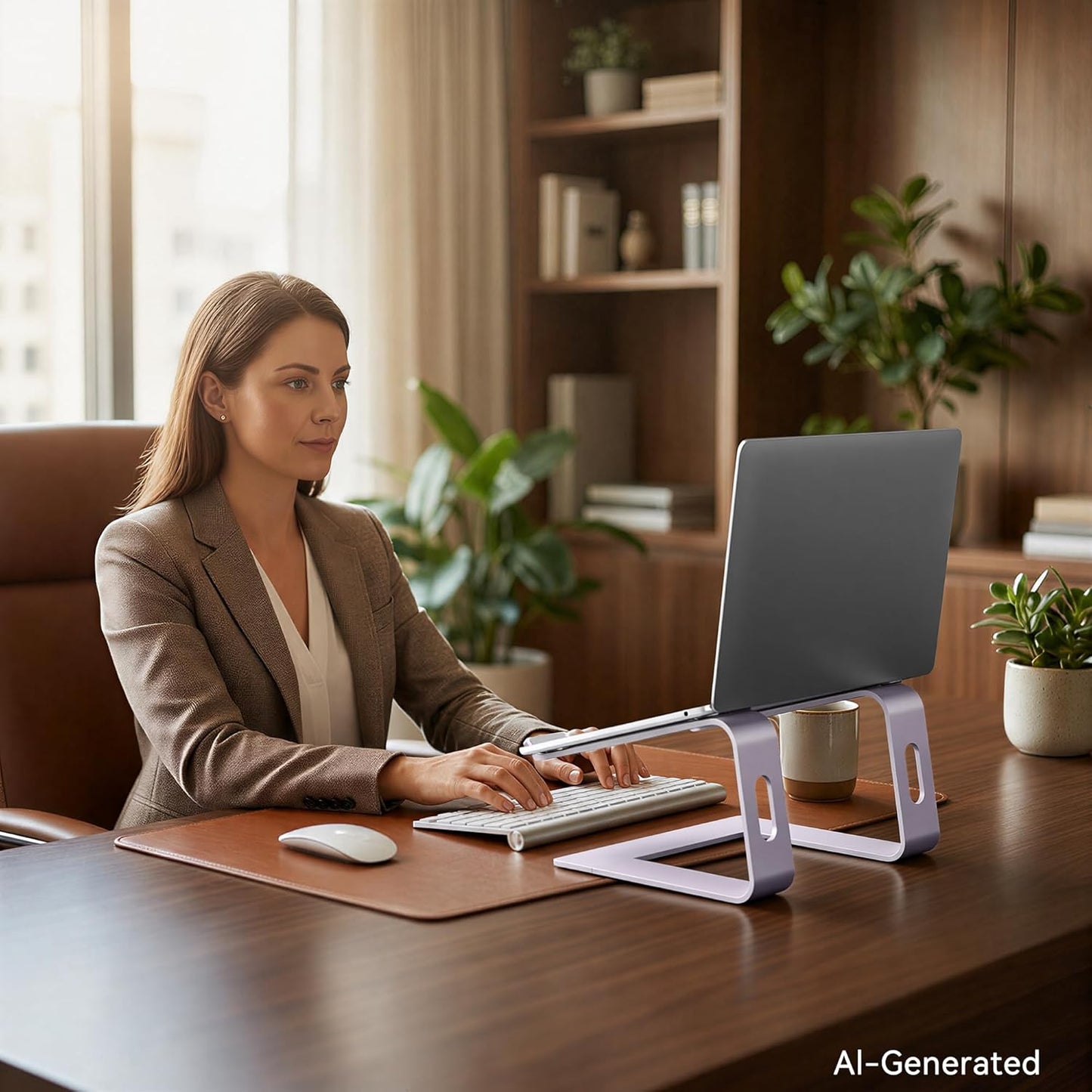 Elevate Your Workspace with Our Stylish Purple Aluminum Laptop Stand - Ergonomic Riser for 10 to 15.6 Inch Notebooks