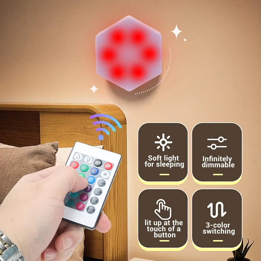 Illuminate Your Space with 3/6Pcs Touch Control Hexagonal LED Wall Lights - Creative Honeycomb Night Lights for Any Occasion