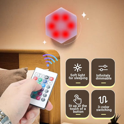 Illuminate Your Space with 3/6Pcs Touch Control Hexagonal LED Wall Lights - Creative Honeycomb Night Lights for Any Occasion