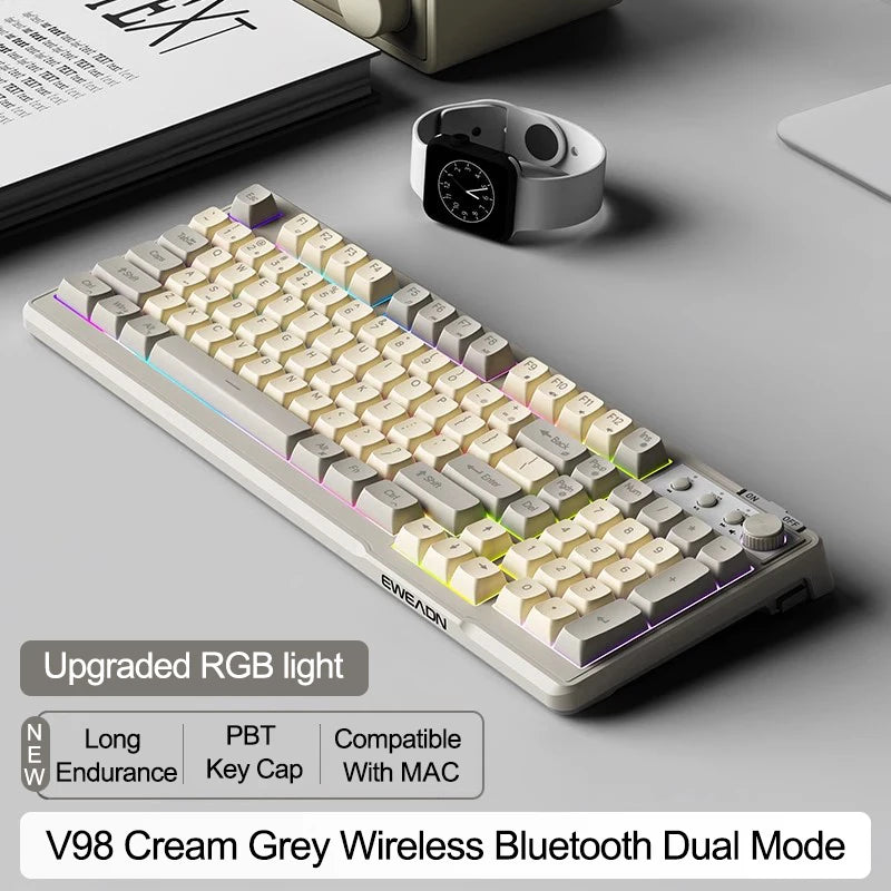 V98 Wireless Gaming Keyboard - Customizable Bluetooth/2.4G Mechanical Keyboard with RGB Backlighting and Numpad