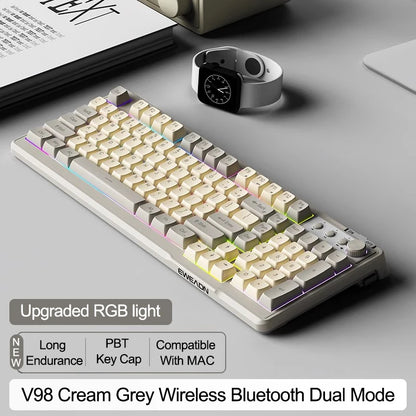 V98 Wireless Gaming Keyboard - Customizable Bluetooth/2.4G Mechanical Keyboard with RGB Backlighting and Numpad