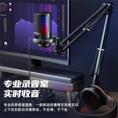 GAM-ME6S Game Microphone USB PC Recording Microphone RGB Lighting Condenser Microphone Stand Microphone with Blowout Net Set