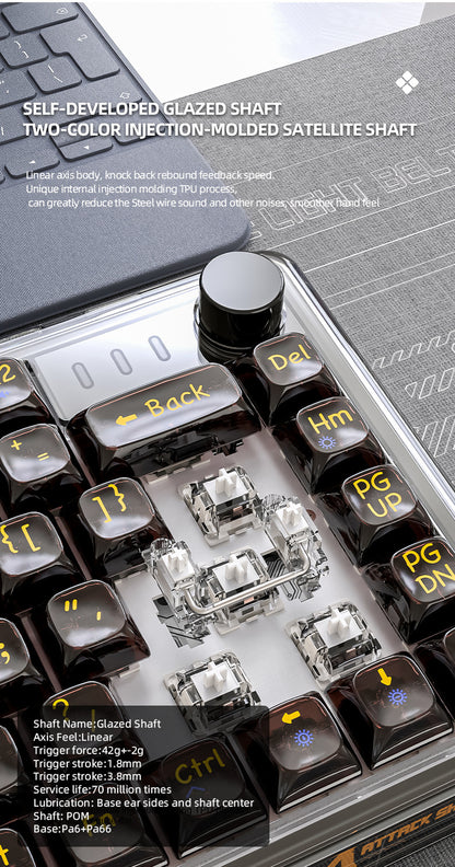 Unleash Your Gaming Experience with the Attack Shark K75RGB Wireless Mechanical Bluetooth Keyboard - Stunning Transparent Design and Ultimate Customization!