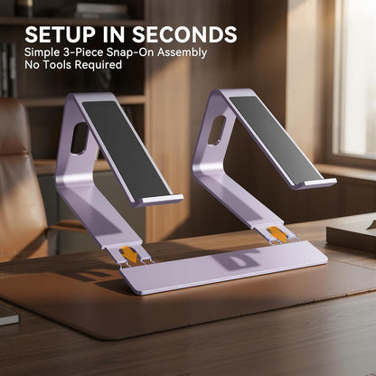 Elevate Your Workspace with Our Stylish Purple Aluminum Laptop Stand - Ergonomic Riser for 10 to 15.6 Inch Notebooks