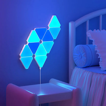 Illuminate Your Space with the LED Triangular Quantum RGB Wall Lamp - Smart Voice-Controlled Night Light for Bedroom and Office Decor