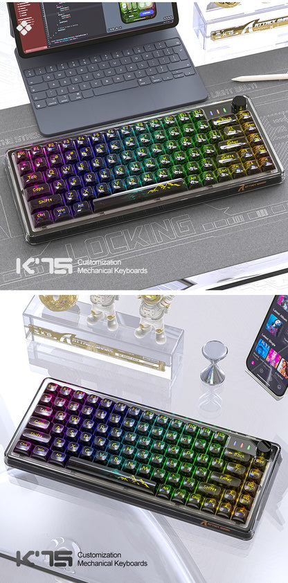 Unleash Your Gaming Experience with the Attack Shark K75RGB Wireless Mechanical Bluetooth Keyboard - Stunning Transparent Design and Ultimate Customization!