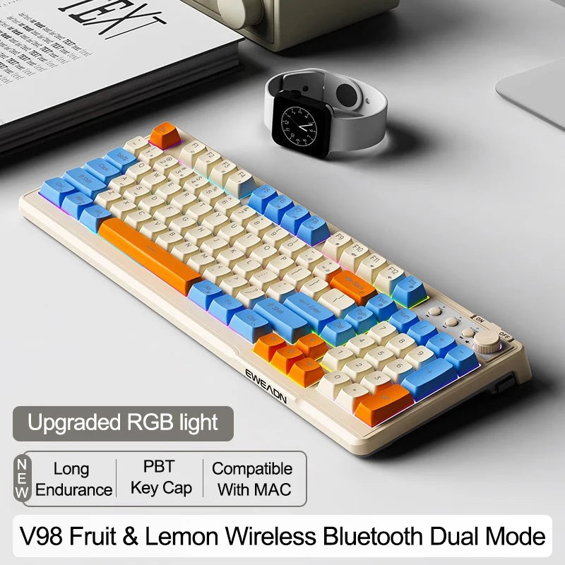 V98 Wireless Gaming Keyboard - Customizable Bluetooth/2.4G Mechanical Keyboard with RGB Backlighting and Numpad