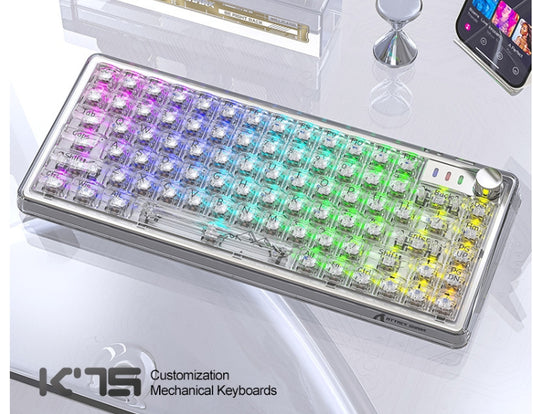 Unleash Your Gaming Experience with the Attack Shark K75RGB Wireless Mechanical Bluetooth Keyboard - Stunning Transparent Design and Ultimate Customization!