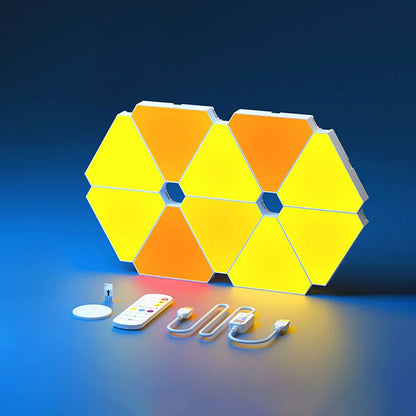 Illuminate Your Space with the LED Triangular Quantum RGB Wall Lamp - Smart Voice-Controlled Night Light for Bedroom and Office Decor