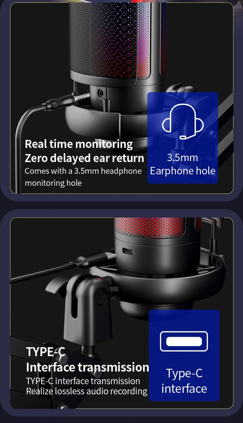 Elevate Your Streaming Experience with the ME6S RGB USB Condenser Microphone – Perfect for Gaming and Podcasting!