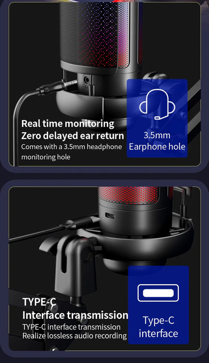 Elevate Your Streaming Experience with the ME6S RGB USB Condenser Microphone – Perfect for Gaming and Podcasting!