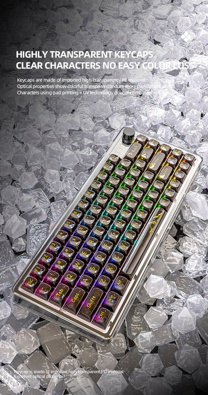 Unleash Your Gaming Experience with the Attack Shark K75RGB Wireless Mechanical Bluetooth Keyboard - Stunning Transparent Design and Ultimate Customization!