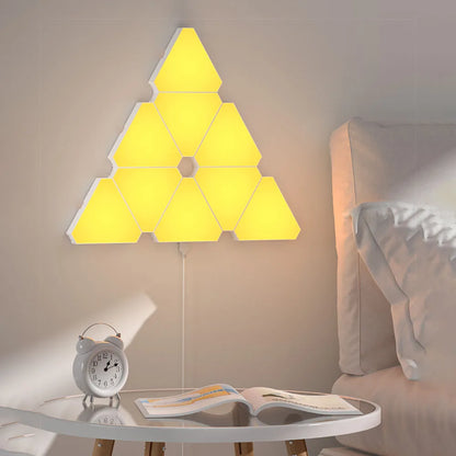 Illuminate Your Space with the LED Triangular Quantum RGB Wall Lamp - Smart Voice-Controlled Night Light for Bedroom and Office Decor