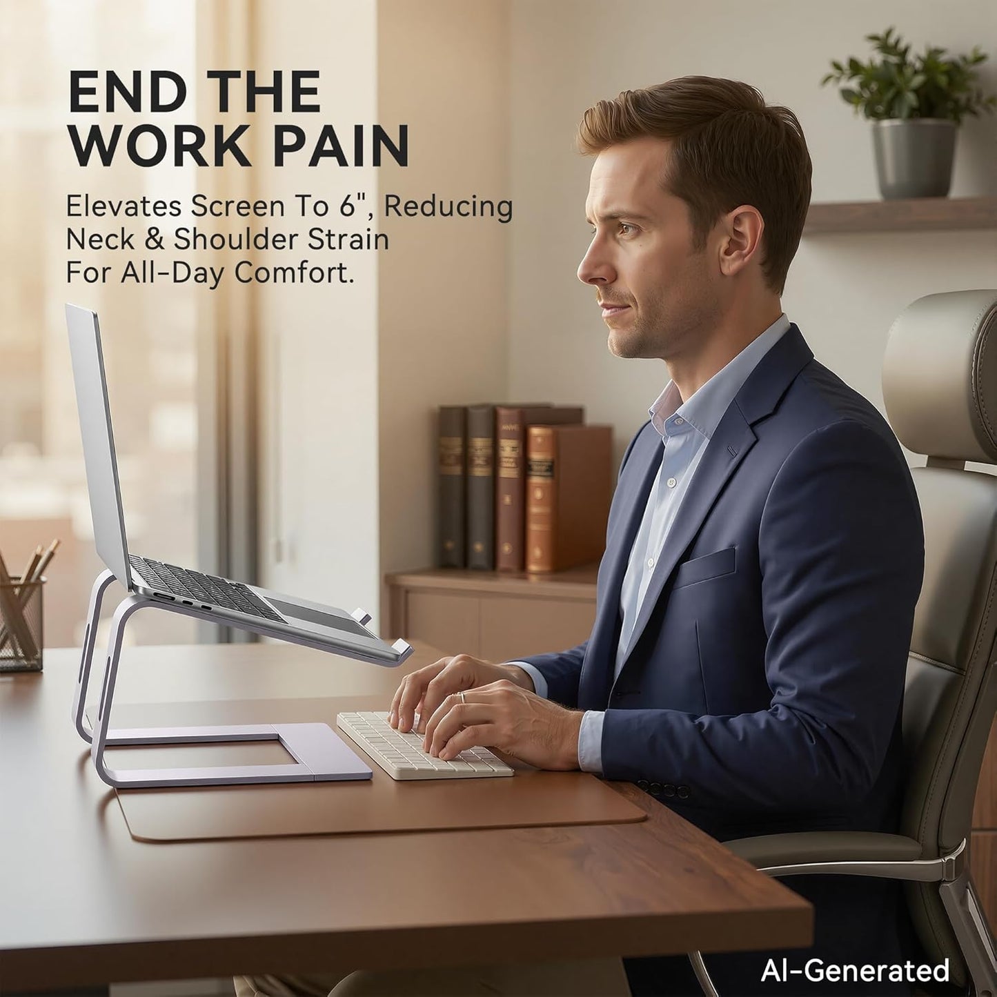 Elevate Your Workspace with Our Stylish Purple Aluminum Laptop Stand - Ergonomic Riser for 10 to 15.6 Inch Notebooks