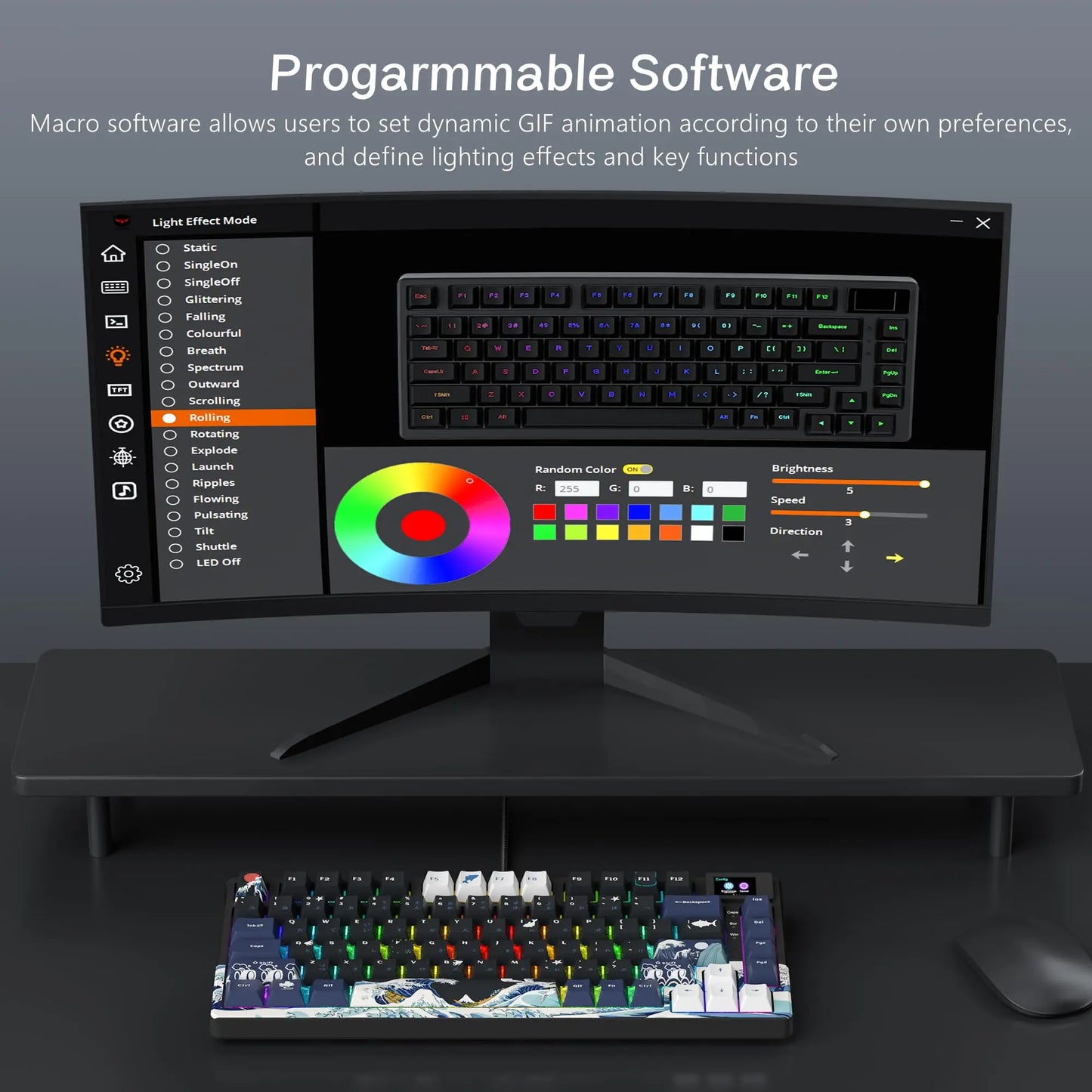 Elevate Your Gaming Experience with the S-K80 75% Mechanical Keyboard Featuring a Color OLED Display and Hot-Swap Functionality