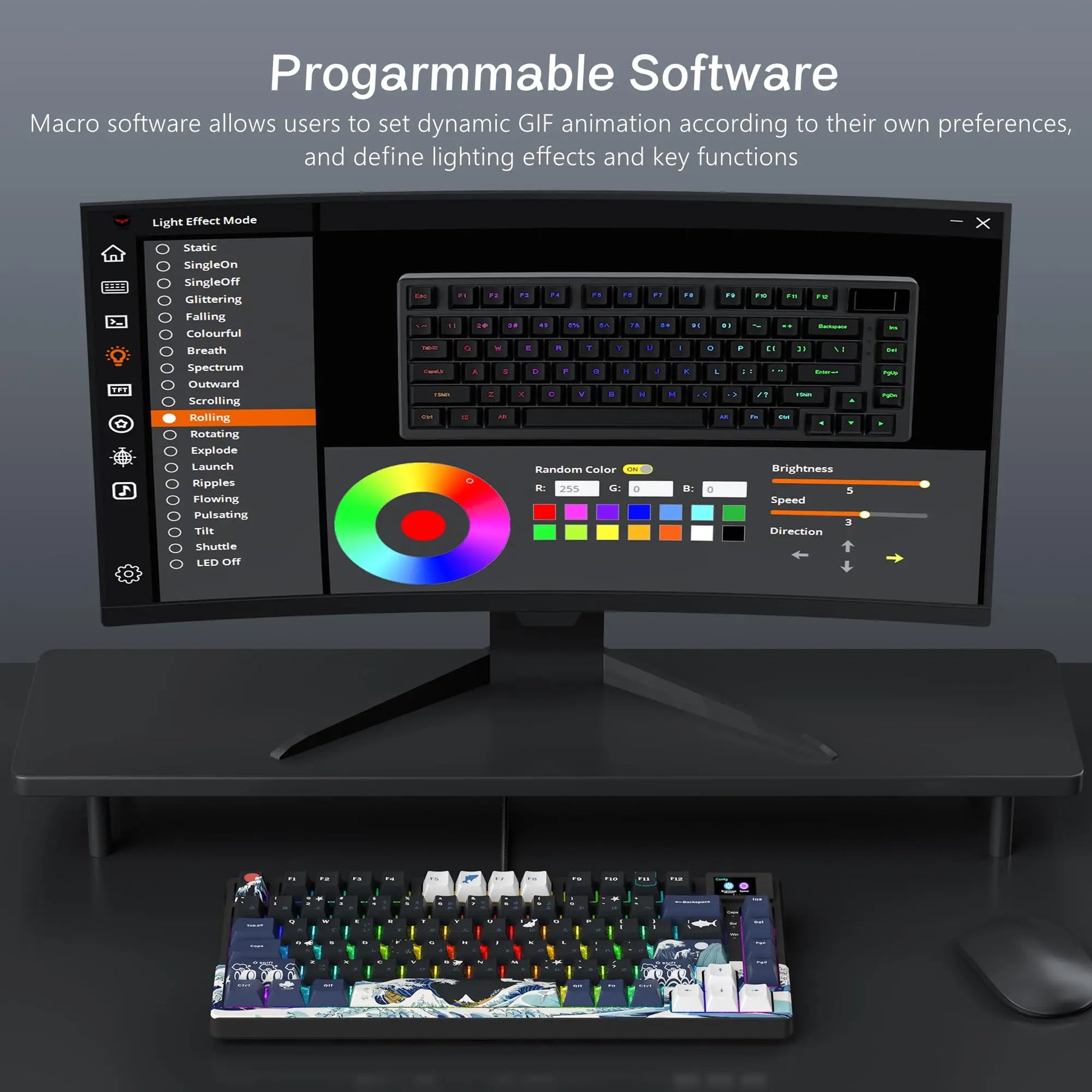 Elevate Your Gaming Experience with the S-K80 75% Mechanical Keyboard Featuring a Color OLED Display and Hot-Swap Functionality