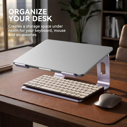 Elevate Your Workspace with Our Stylish Purple Aluminum Laptop Stand - Ergonomic Riser for 10 to 15.6 Inch Notebooks