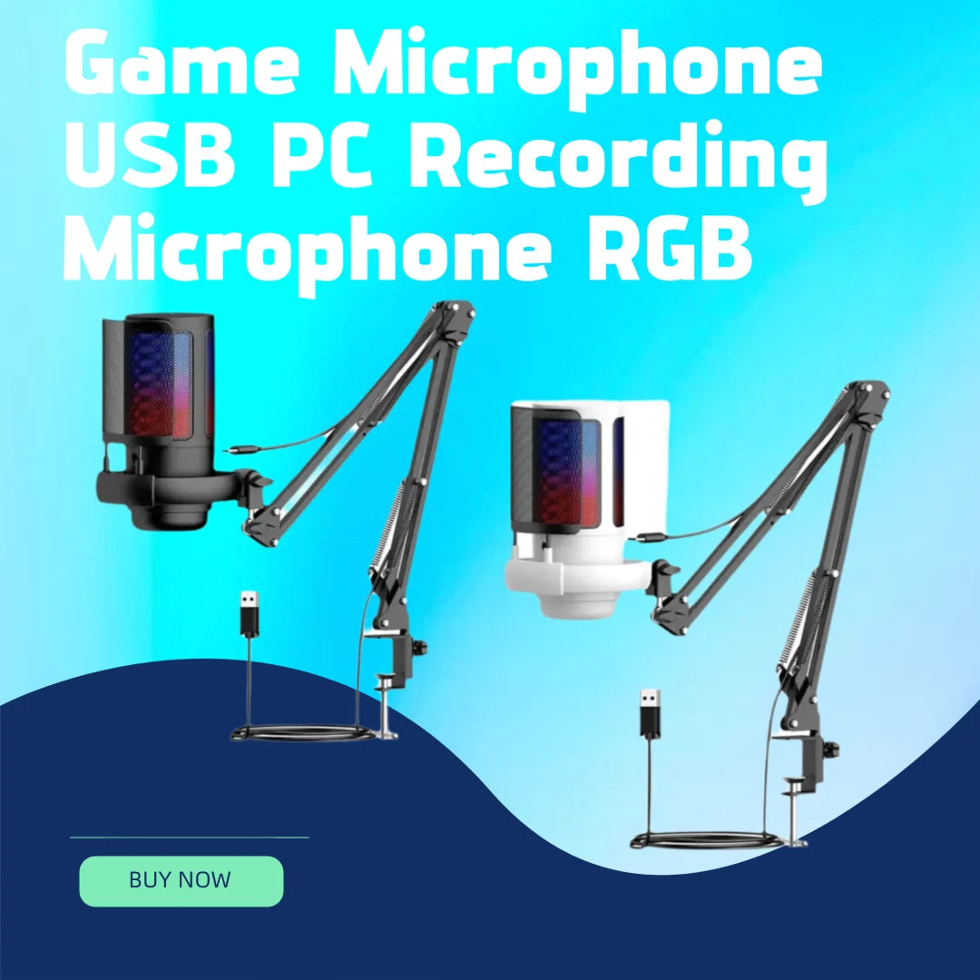 GAM-ME6S Game Microphone USB PC Recording Microphone RGB Lighting Condenser Microphone Stand Microphone with Blowout Net Set