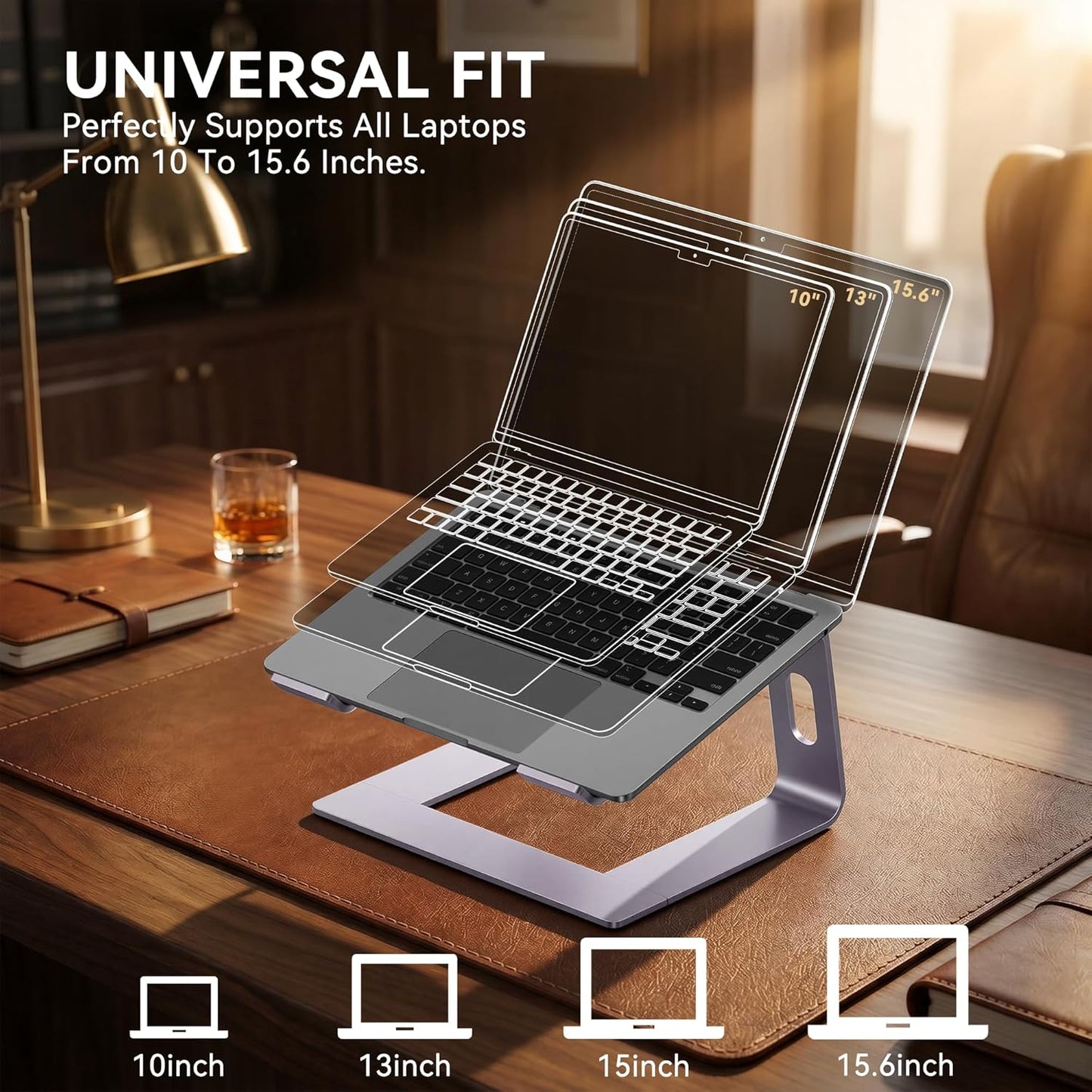 Elevate Your Workspace with Our Stylish Purple Aluminum Laptop Stand - Ergonomic Riser for 10 to 15.6 Inch Notebooks